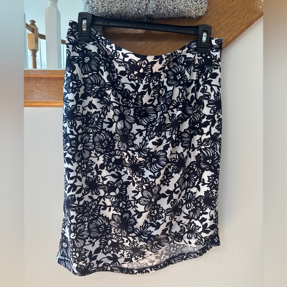 The Limited Floral Faux Wrap Skirt Blue and White - Women’s 12
